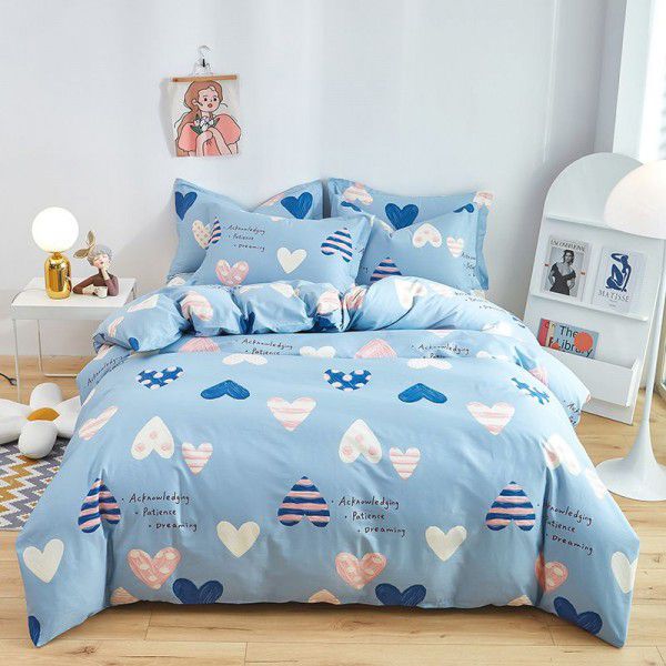 Wholesale of Four Seasons Little Fresh Student Dormitory Pure Cotton Quilt Cover and Three Piece Bed Sheet Set