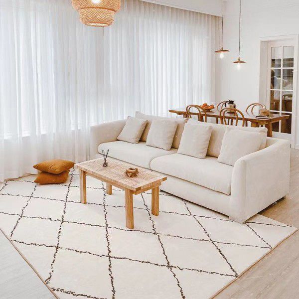 Modern and minimalist retro checkerboard carpet floor mat, living room, bedroom, bedside blanket, whole room, full bed