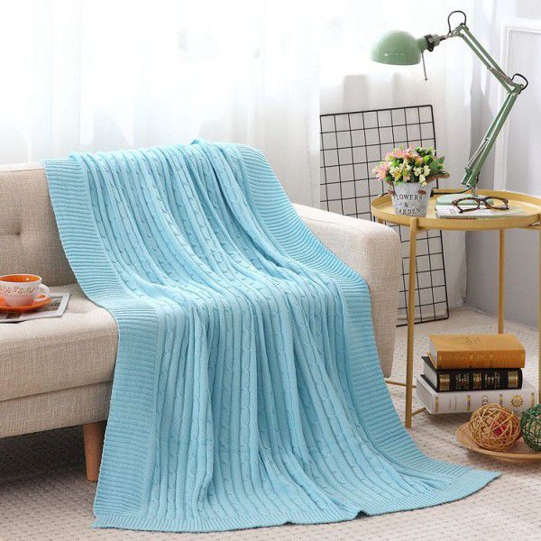 Cotton Knitted Blanket British Style Solid Color Nap Blanket Knitted Blanket Air Conditioning Blanket