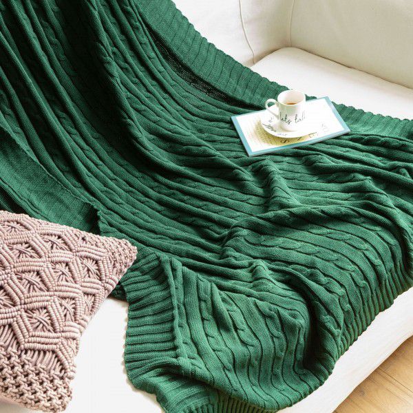 Knitted blanket Fried Dough Twists cotton wool blanket sofa blanket office lunch leisure blanket bed tail towel blanket