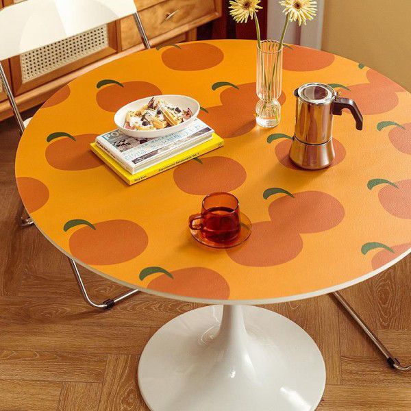 Desktop mat, small round table mat, round table cloth, waterproof, oil resistant, and washable circular dining table mat, leather coffee table mat