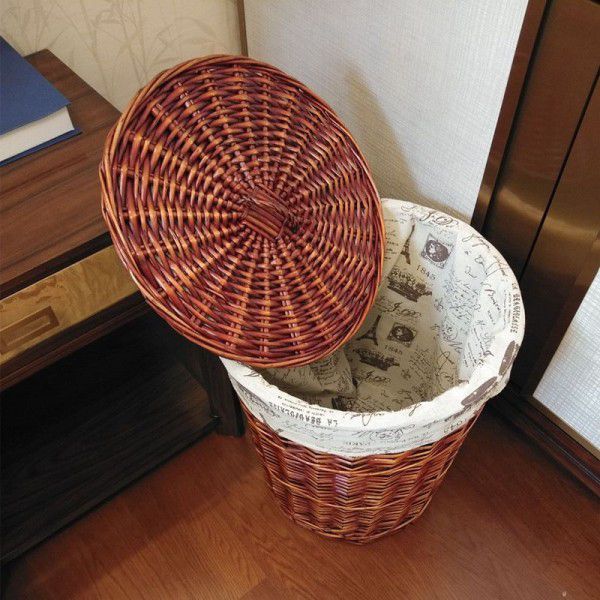 Dirty clothes basket Dirty clothes storage basket Vine woven Dirty clothes basket Bucket with lid Willow woven frame Hot pot store Put clothes storage basket
