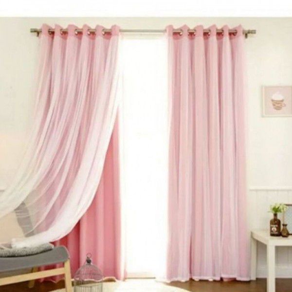Blackout curtain, Korean internet celebrity, romantic princess style, finished product, floating window, guest girl, heart bud, silk gauze, live broadcast background, double window