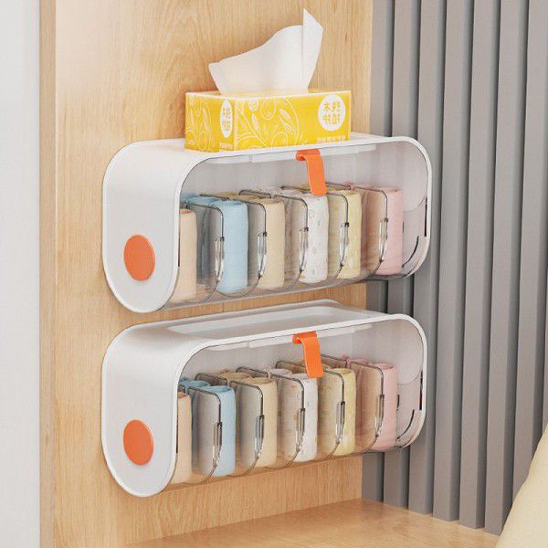 Wall mounted storage box for underwear, underwear, socks, storage box, divided wardrobe, storage of three in one household wall hanging students