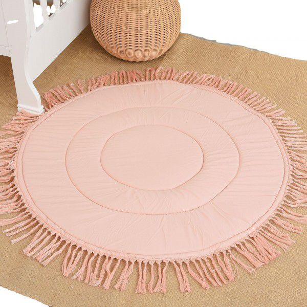 Children's room decoration double-sided tassel circular floor mat, thickened baby crawling mat, children's game mat