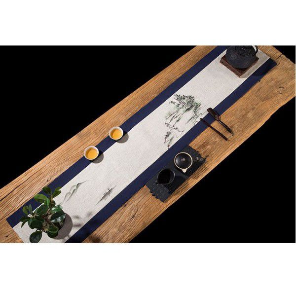Hand-painted tea mat, table flag, Chinese style tea mat, Asian cotton linen cloth, Zen meaning