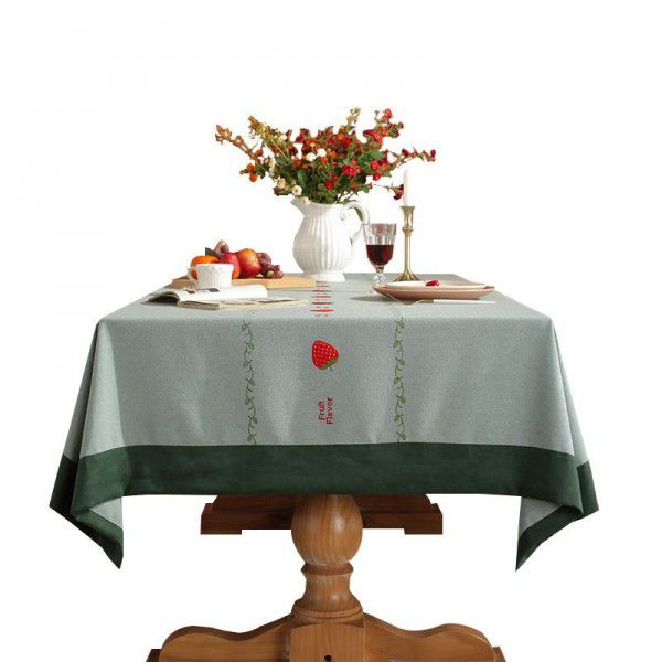 American Light Luxury Style Strawberry Embroidered Table Cloth Home Cover Table Towel Tea Table Cover Cloth