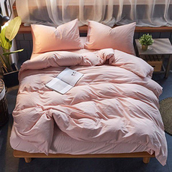 All cotton, pure cotton, washed cotton, autumn and winter bed sheets, quilt covers, good quality, no printing, student three piece sets, four piece sets of bedding
