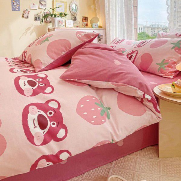 Wholesale of new 60 count pure cotton bed top four piece set of cotton small floral bed products three piece set of bed sheets and fitted sheet sets