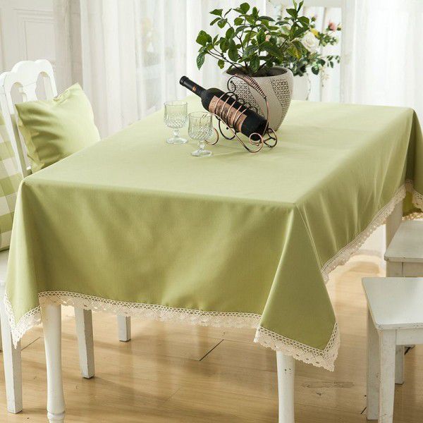 Cotton linen light green plaid waterproof fabric tablecloth minimalist dining table and desk