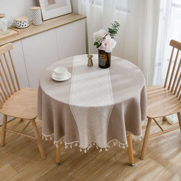 Green Jacquard Geometric Table Cloth Art Round Table Tea Table Fabric Art Long Table Cloth Circular