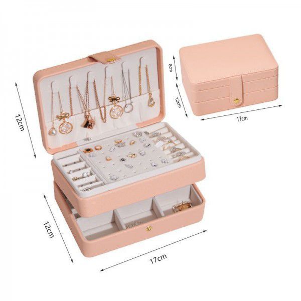 Jewelry box Multi layered jewelry box Large capacity necklace jewelry storage jewelry box Leather multifunctional storage box