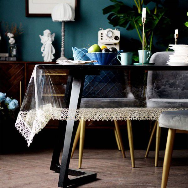 TPU dining table cloth waterproof, oil proof, and washable tablecloth transparent soft glass odorless tablecloth European lace tea table cover cloth