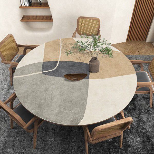 Round table cloth waterproof, oil resistant, scald resistant, and washable table mat leather table mat tea table cloth mat circular household