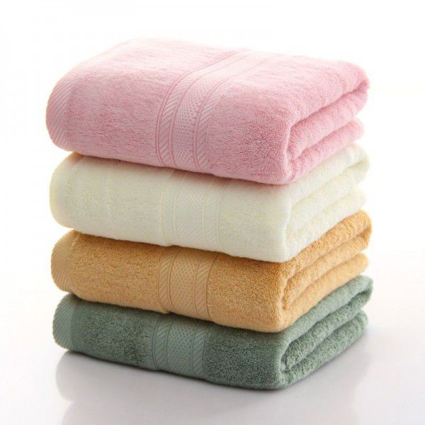 Bamboo fiber bath towel, plain color, wide ribbon, thickened large bath towel, bamboo charcoal fiber gift bath towel