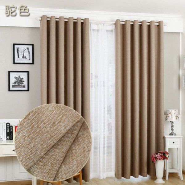 Linen curtains thickened cotton linen products special price clearance simple modern full shading bedroom living room french window
