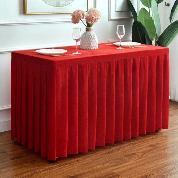 Business exhibition table cover, conference table cloth, rectangular table cloth, art table skirt, coffee shop gold velvet cloth