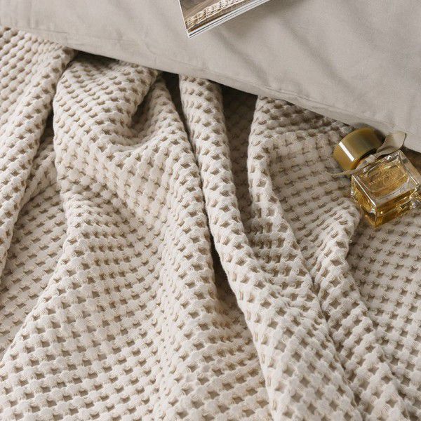 Sofa blanket, gauze blanket, summer towel blanket, pure cotton, summer cotton, waffle, nap and leisure blanket