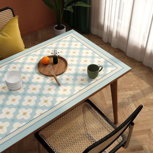 Light luxury retro chessboard plaid leather dining table mat, coffee table tablecloth, waterproof, oil resistant, washable, and scald resistant PVC living room tablecloth
