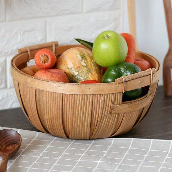 Fruit tray, living room, hand woven storage basket, bread and vegetable basket