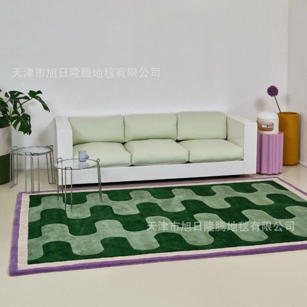 Living room carpet, modern and simple abstract plaid coffee table carpet, bedroom bedside household floor mat