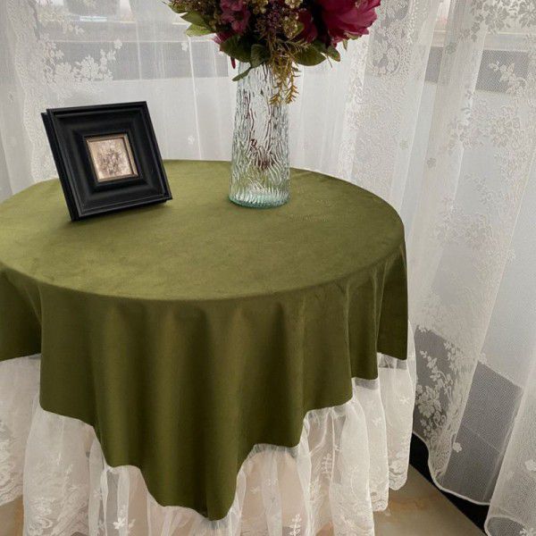 European Table Cloth American French Vintage Olive Green Round Table Lace Lace Cover Cloth Table Cloth Living Room Balcony Decoration Cloth