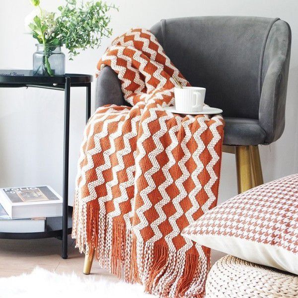 Air conditioning blanket, dual color office sofa blanket cover, homestay bed end scarf, net red nap blanket shawl