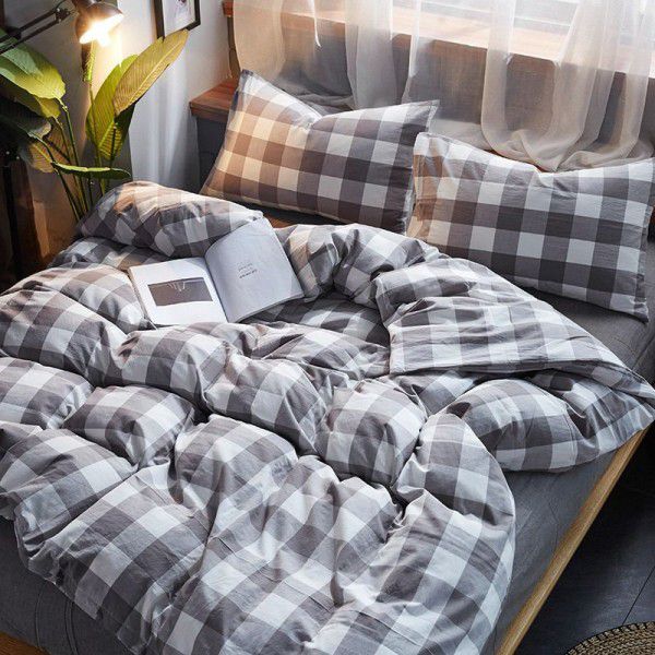 All cotton, pure cotton, washed cotton, autumn and winter bed sheets, quilt covers, good quality, no printing, student three piece sets, four piece sets of bedding