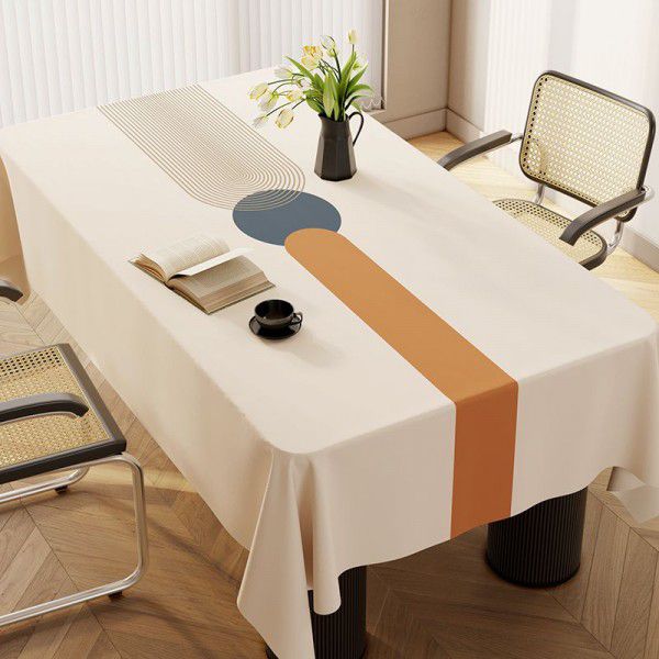 Soft cloth drape feeling tablecloth atmosphere feeling tablecloth wash free, oil resistant, waterproof, and scald resistant cream coffee table table mat