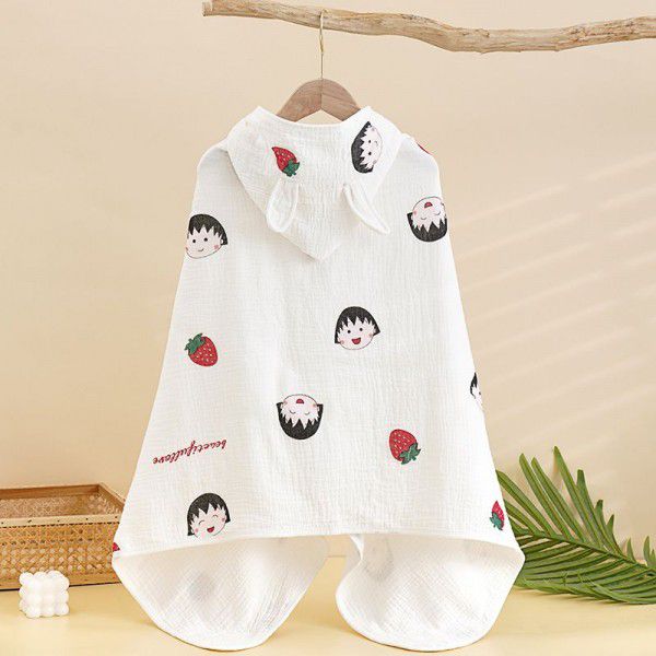 Children's hooded pure cotton gauze cape bath towel baby cartoon cape baby cape
