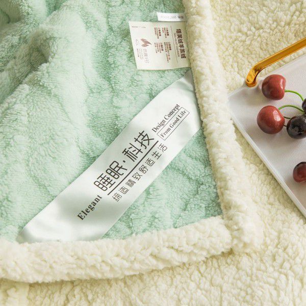 Autumn and Winter New Tafu Plush Blanket Solid Jacquard Double Layer Lamb Blanket