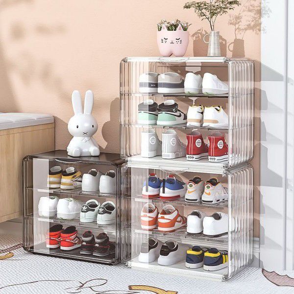 Children's shoe rack, baby shoe storage box, dustproof doorstep, simple display, transparent acrylic, multi-layer, stackable