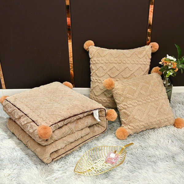 Car pillow, quilt, dual-use vehicle, new coral velvet folding car nap pillow, blanket, 2-in-1 car interior