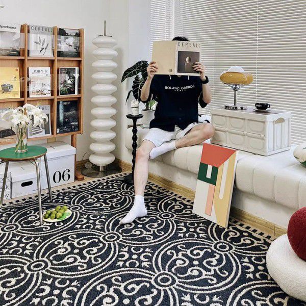Vintage Velvet Carpet French Luxury Living Room Tea Table Villa Room Bedroom Study Washable