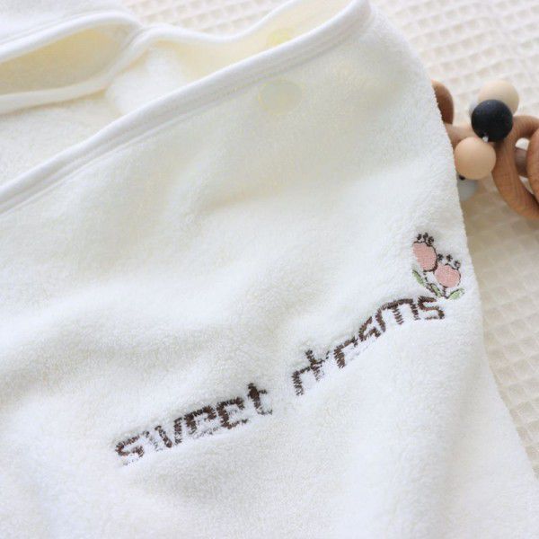 Baby Coral Plush Bath Towel All Seasons Universal Children's Bath Towel Cloak with Hat Neonatal Wrap Newborn Wrap