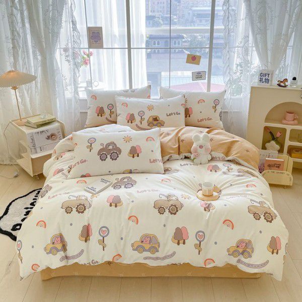 Small Fragmented Cotton Four Piece Set Pure Cotton Quilt Cover Bed Sheet Home Textile Bedding