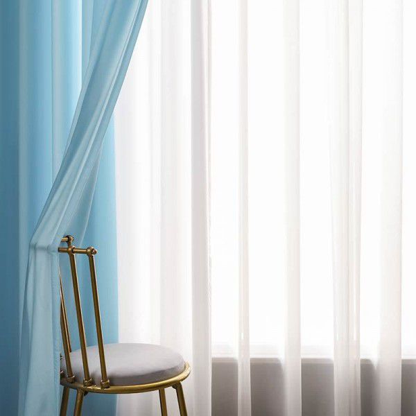 Double layer gauze curtains, one piece, thickened window screen, breathable, transparent, and non permeable, curtain gauze, solid color, bedroom drift window, curtain shading
