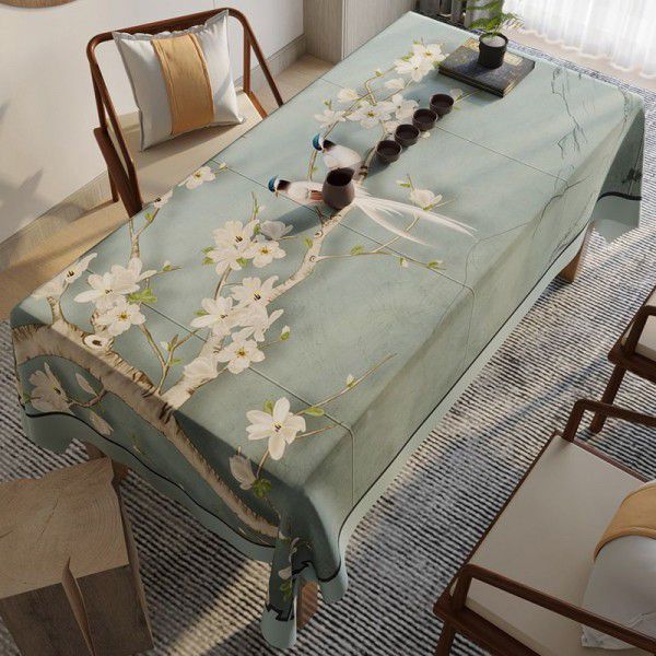 Vintage Chenille waterproof tablecloth, tea table tablecloth, light luxury, and high-end rectangular tea table tablecloth, Zen style