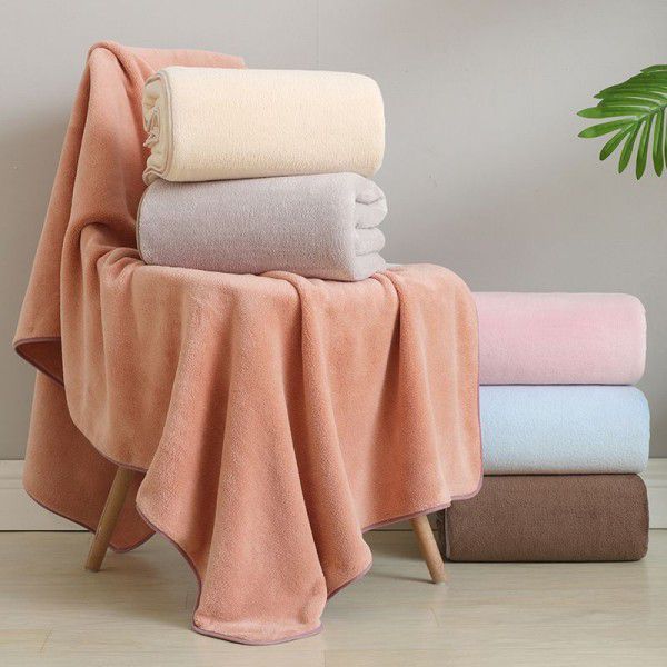 New Coral Plush Plus Bath Towel Soft, Water Absorbent, and Hair Resistant Household Simple Cover Blanket