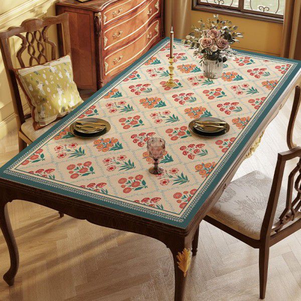 American tablecloth feeling retro pastoral style table mat atmosphere feeling table mat silicone waterproof and oil resistant coffee table mat