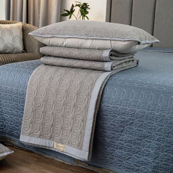 Three piece set of washed cotton and cotton bed covers, multifunctional solid color tatami bed covers, bed sheets