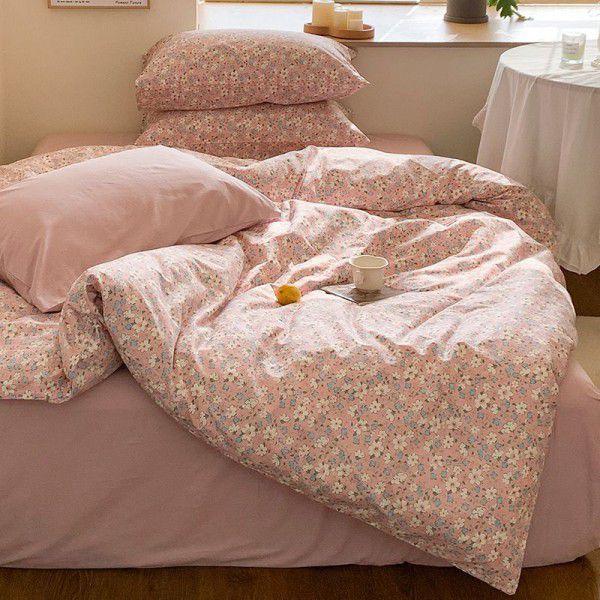 Four piece set of pure cotton 40 count small floral single double bed sheet set