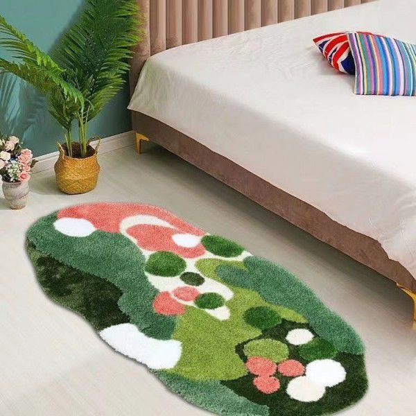 Forest moss, bedroom, bedside blanket, irregular and thickened carpet, flocking, living room, coffee table, floor mat, machine washable