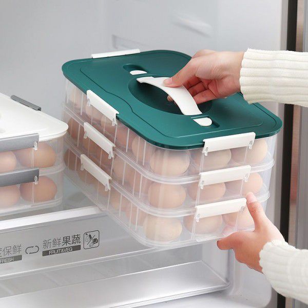 Refrigerator anti drop egg tray, egg storage box, thickened, large capacity, fresh egg box, household kitchen