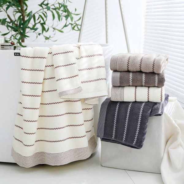 Bath towel set, pure cotton, soft, large towel, super absorbent, non shedding, thickened, and enlarged for adults