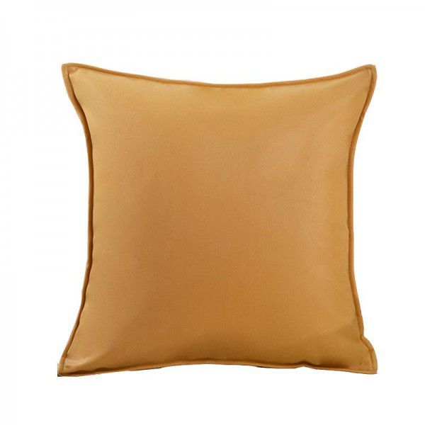 Living room sofa pillow, American super genuine leather waist pillow, pillow cover, solid color backrest cushion, light luxury bedside