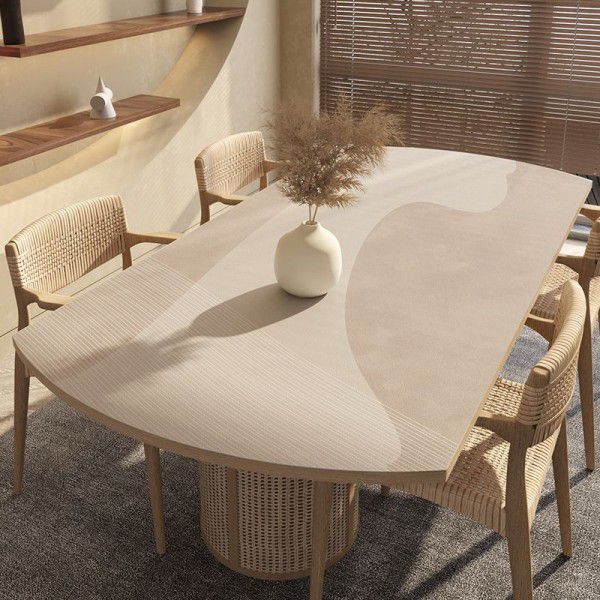 Oval tablecloth with light luxury and high-end feel, PVC telescopic long oval table mat, washable, waterproof, oil resistant, and scald resistant table mat
