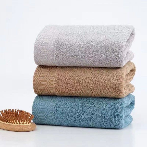 Pure cotton bath towel, soft and thickened adult absorbent bath towel, plain color bath towel gift