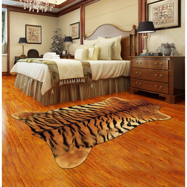 Home Decoration Personalized Fashion Imitation Animal Skin Printing Imitation Fur Carpet Living Room Bedside Floor Mat Doormat