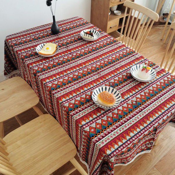 Pastoral style tablecloth, cotton and linen, retro restaurant, ethnic style cloth, art studio, fabric, tea table cloth